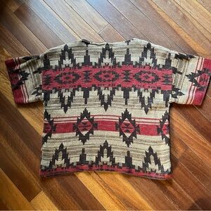 Ralph Lauren women's Aztec print boat neck short sleeve sweater Large